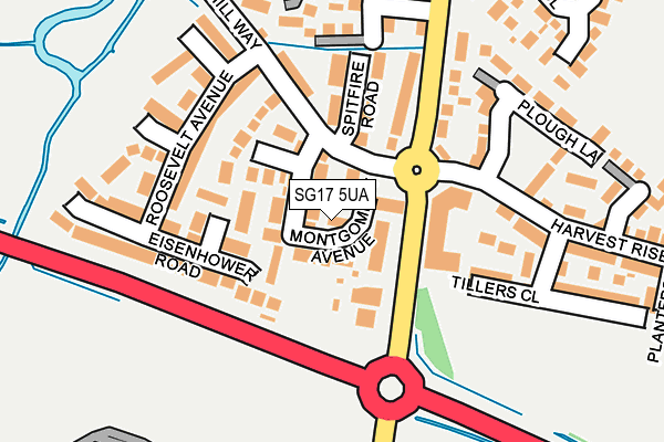 SG17 5UA map - OS OpenMap – Local (Ordnance Survey)