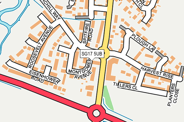 SG17 5UB map - OS OpenMap – Local (Ordnance Survey)