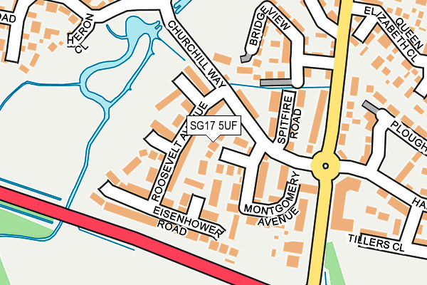 SG17 5UF map - OS OpenMap – Local (Ordnance Survey)