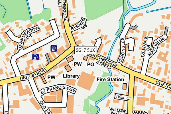 SG17 5UX map - OS OpenMap – Local (Ordnance Survey)