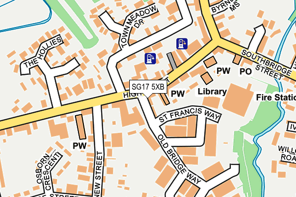 SG17 5XB map - OS OpenMap – Local (Ordnance Survey)