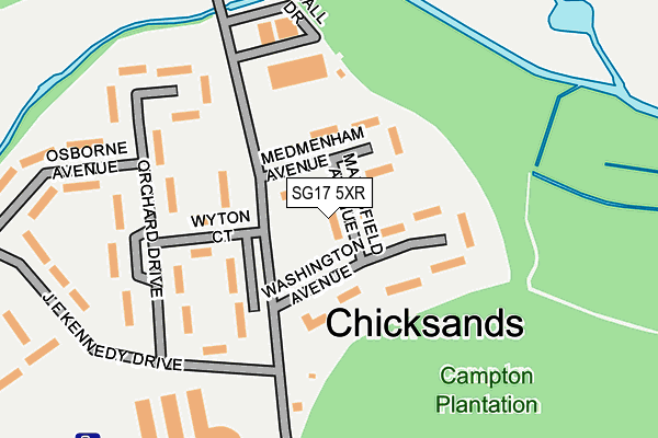 SG17 5XR map - OS OpenMap – Local (Ordnance Survey)