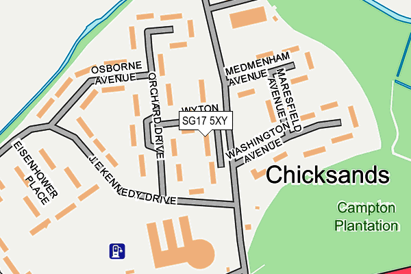 SG17 5XY map - OS OpenMap – Local (Ordnance Survey)