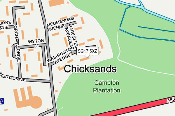 SG17 5XZ map - OS OpenMap – Local (Ordnance Survey)