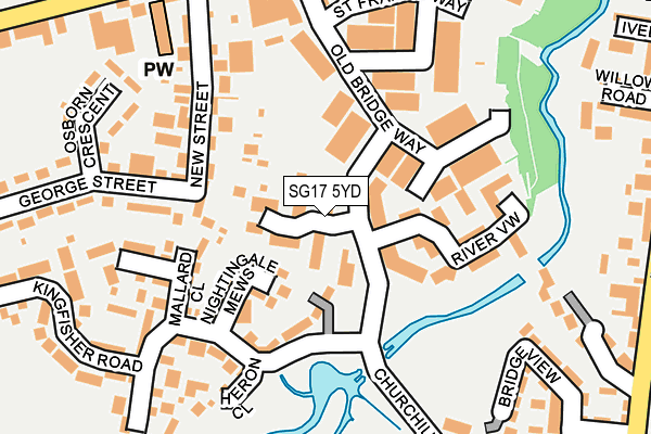 SG17 5YD map - OS OpenMap – Local (Ordnance Survey)