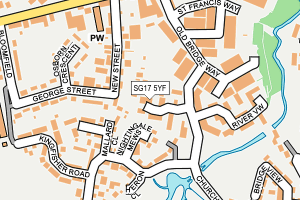 SG17 5YF map - OS OpenMap – Local (Ordnance Survey)