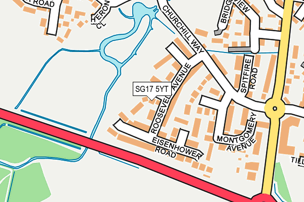 SG17 5YT map - OS OpenMap – Local (Ordnance Survey)