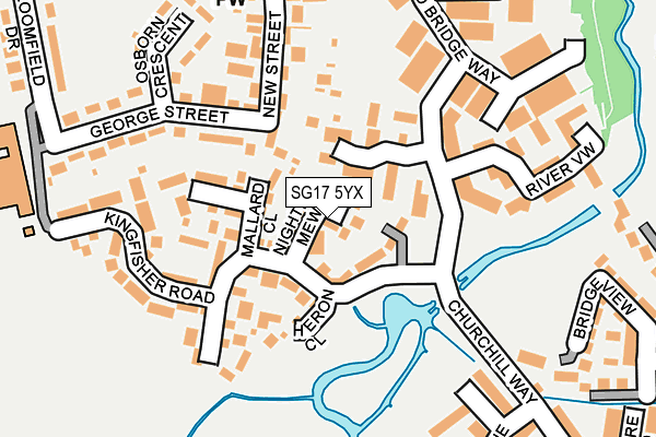 SG17 5YX map - OS OpenMap – Local (Ordnance Survey)
