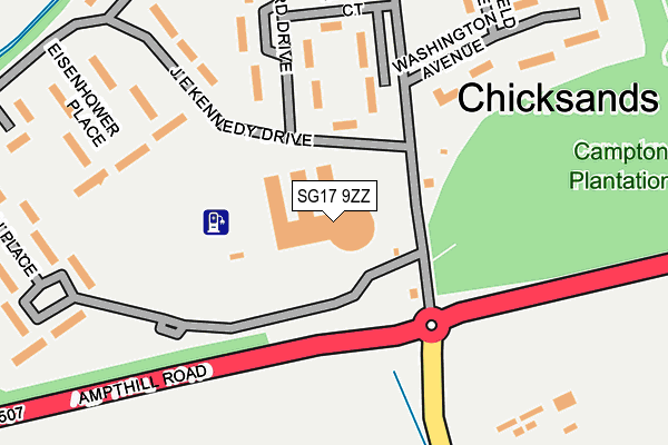SG17 9ZZ map - OS OpenMap – Local (Ordnance Survey)
