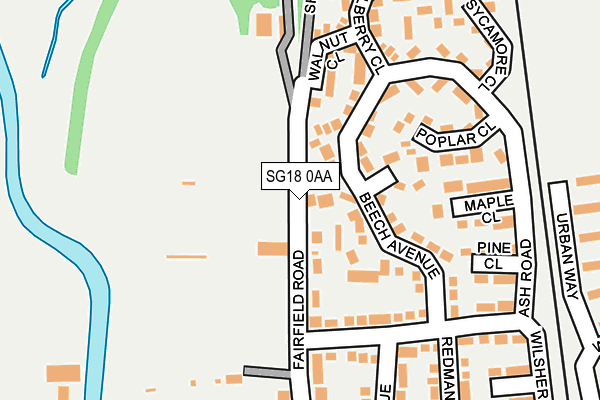 SG18 0AA map - OS OpenMap – Local (Ordnance Survey)