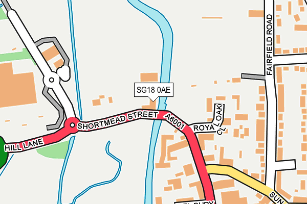 SG18 0AE map - OS OpenMap – Local (Ordnance Survey)