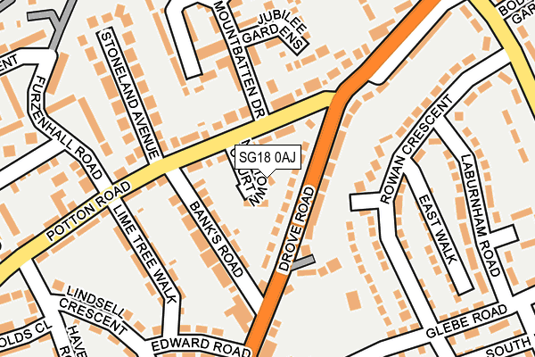 SG18 0AJ map - OS OpenMap – Local (Ordnance Survey)