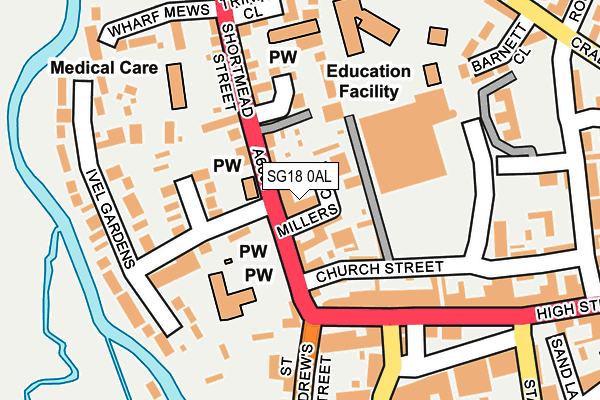 SG18 0AL map - OS OpenMap – Local (Ordnance Survey)