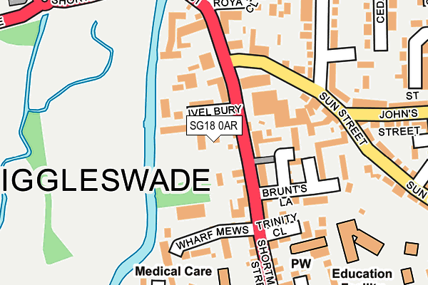 SG18 0AR map - OS OpenMap – Local (Ordnance Survey)