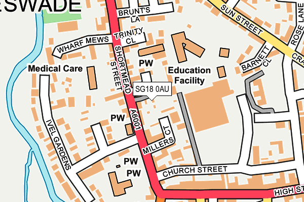 SG18 0AU map - OS OpenMap – Local (Ordnance Survey)