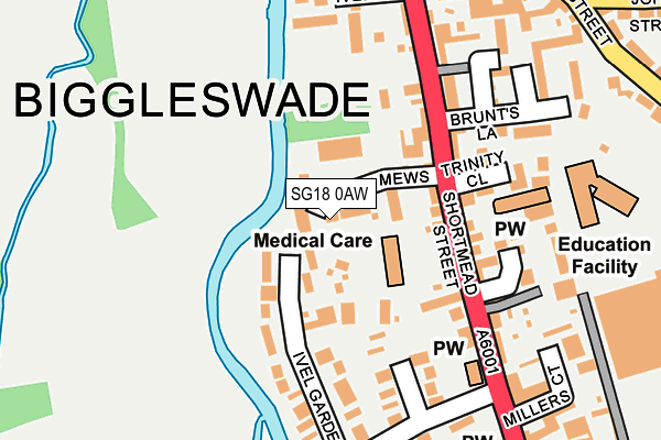 SG18 0AW map - OS OpenMap – Local (Ordnance Survey)