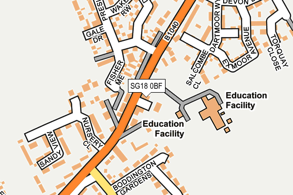 SG18 0BF map - OS OpenMap – Local (Ordnance Survey)