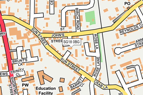 SG18 0BG map - OS OpenMap – Local (Ordnance Survey)