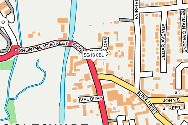 SG18 0BL map - OS OpenMap – Local (Ordnance Survey)