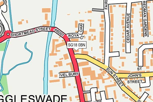 SG18 0BN map - OS OpenMap – Local (Ordnance Survey)