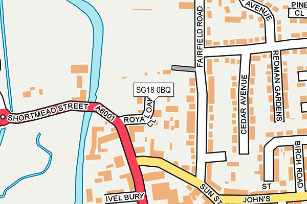 SG18 0BQ map - OS OpenMap – Local (Ordnance Survey)