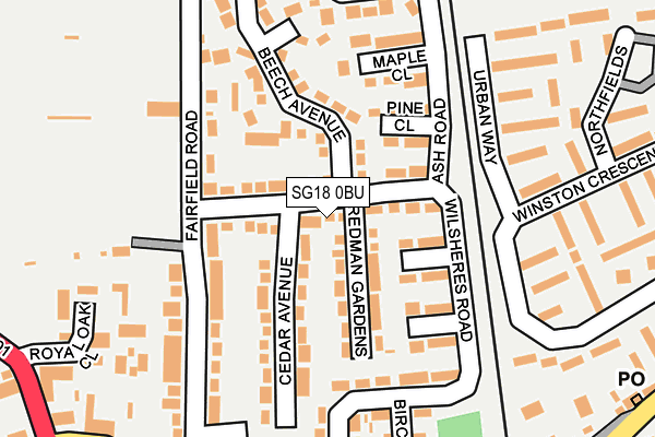 SG18 0BU map - OS OpenMap – Local (Ordnance Survey)