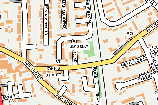 SG18 0BW map - OS OpenMap – Local (Ordnance Survey)