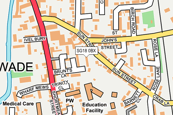 SG18 0BX map - OS OpenMap – Local (Ordnance Survey)