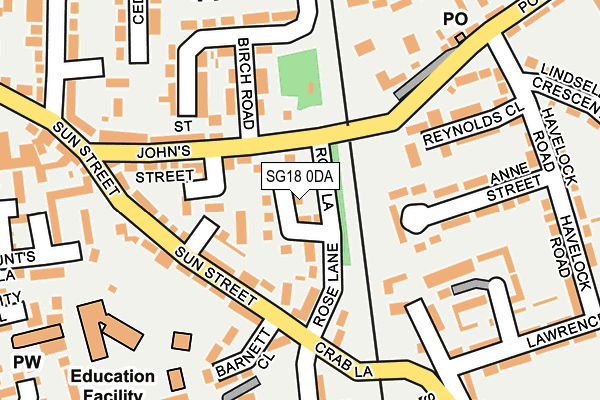 SG18 0DA map - OS OpenMap – Local (Ordnance Survey)