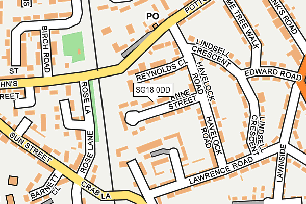 SG18 0DD map - OS OpenMap – Local (Ordnance Survey)