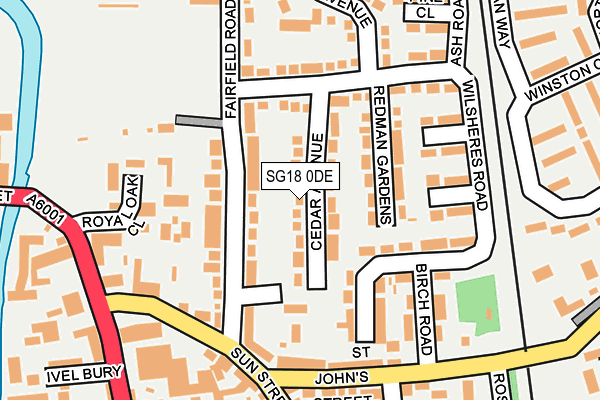 SG18 0DE map - OS OpenMap – Local (Ordnance Survey)