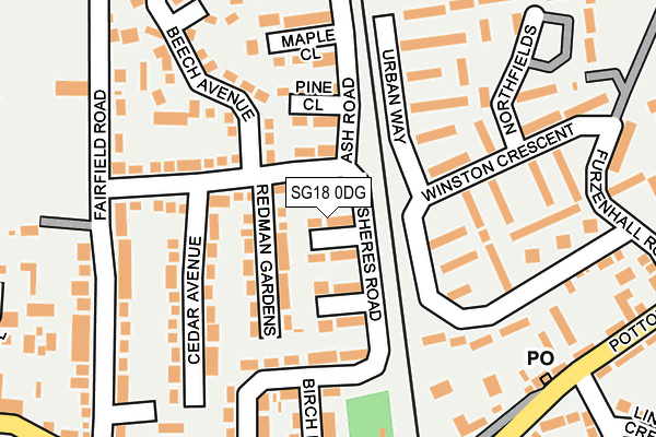 SG18 0DG map - OS OpenMap – Local (Ordnance Survey)