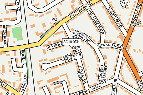 SG18 0DH map - OS OpenMap – Local (Ordnance Survey)