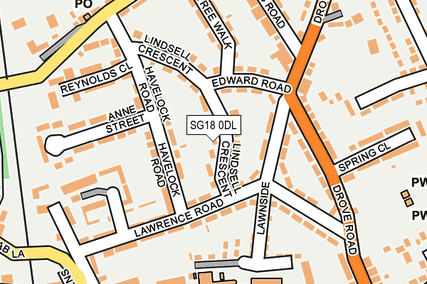 SG18 0DL map - OS OpenMap – Local (Ordnance Survey)