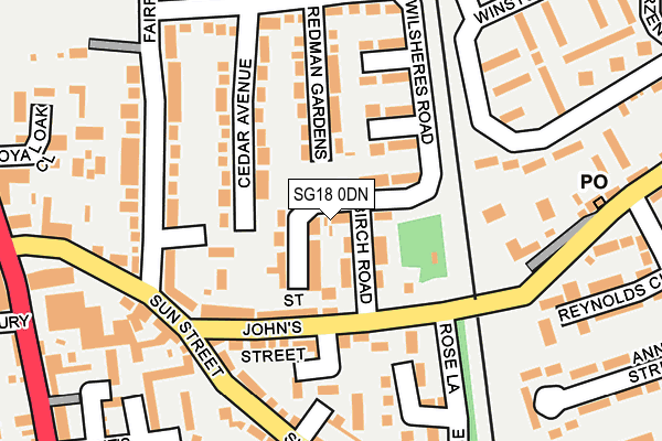 SG18 0DN map - OS OpenMap – Local (Ordnance Survey)