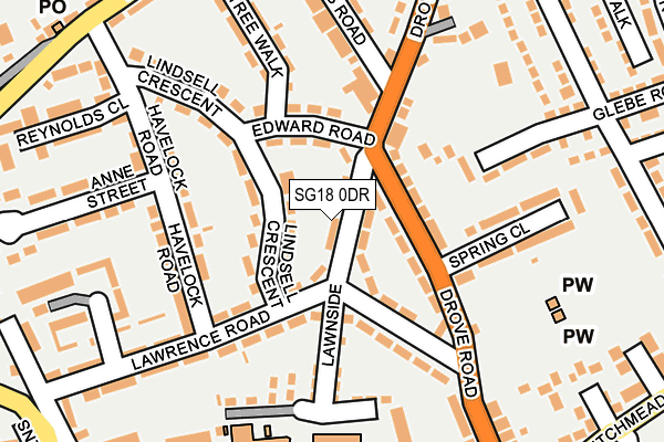 SG18 0DR map - OS OpenMap – Local (Ordnance Survey)
