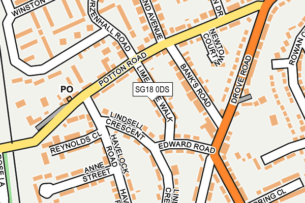 SG18 0DS map - OS OpenMap – Local (Ordnance Survey)