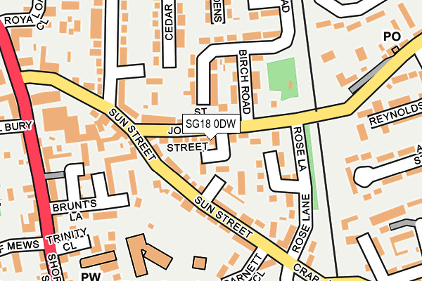 SG18 0DW map - OS OpenMap – Local (Ordnance Survey)