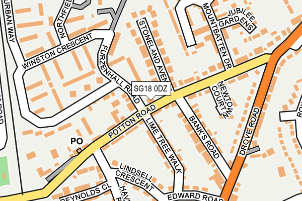 SG18 0DZ map - OS OpenMap – Local (Ordnance Survey)