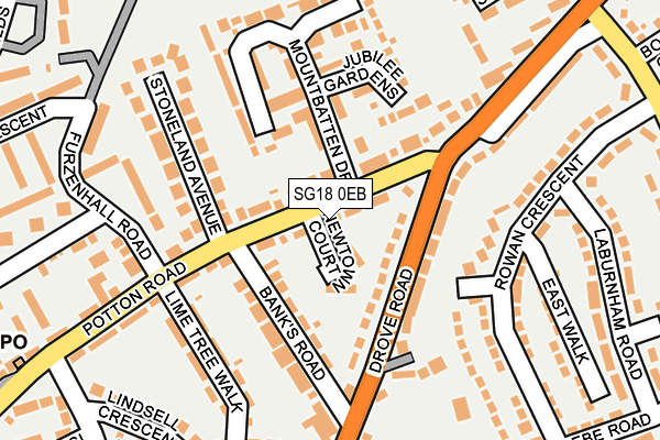 SG18 0EB map - OS OpenMap – Local (Ordnance Survey)