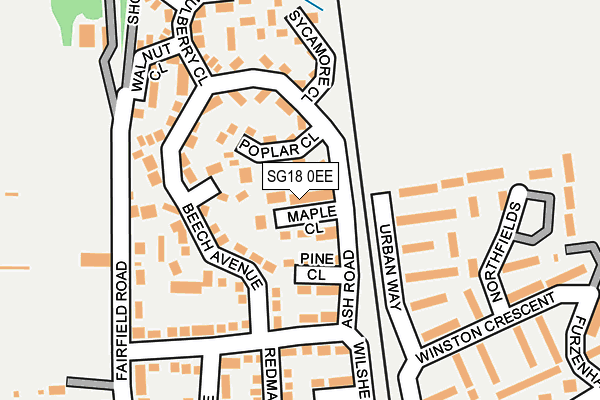 SG18 0EE map - OS OpenMap – Local (Ordnance Survey)