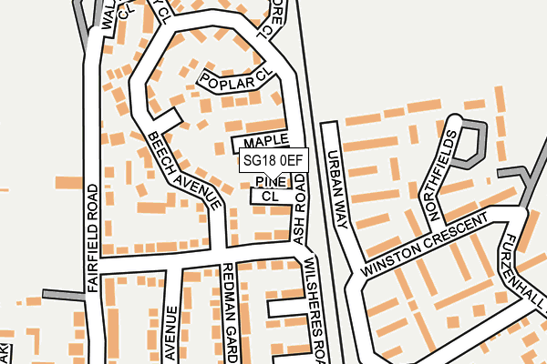 SG18 0EF map - OS OpenMap – Local (Ordnance Survey)