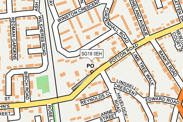 SG18 0EH map - OS OpenMap – Local (Ordnance Survey)