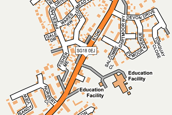 SG18 0EJ map - OS OpenMap – Local (Ordnance Survey)