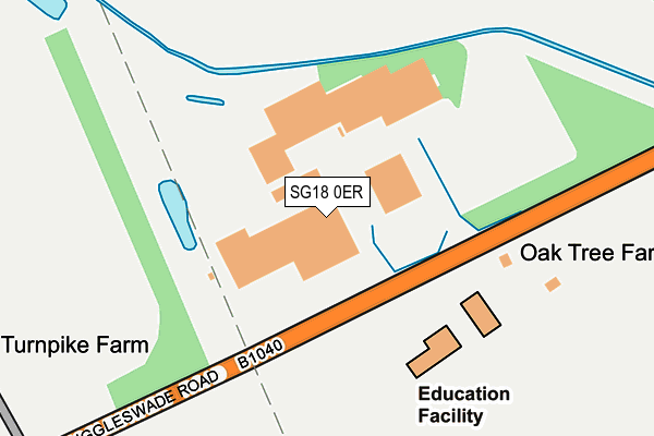 SG18 0ER map - OS OpenMap – Local (Ordnance Survey)