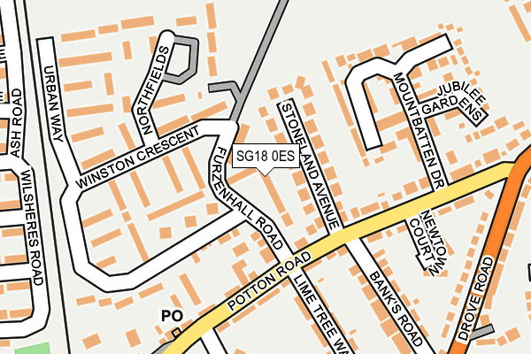 SG18 0ES map - OS OpenMap – Local (Ordnance Survey)