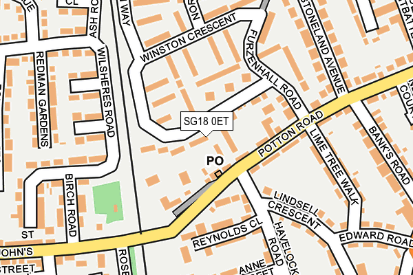 SG18 0ET map - OS OpenMap – Local (Ordnance Survey)