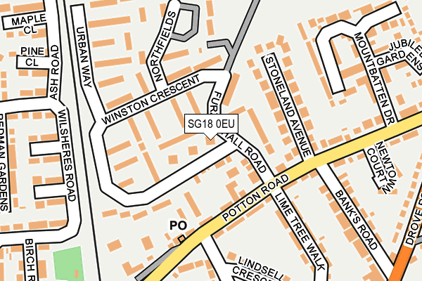 SG18 0EU map - OS OpenMap – Local (Ordnance Survey)