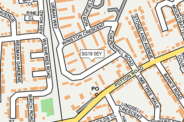 SG18 0EY map - OS OpenMap – Local (Ordnance Survey)