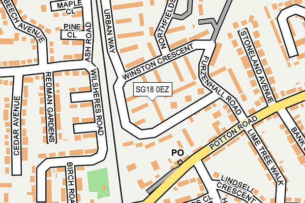 SG18 0EZ map - OS OpenMap – Local (Ordnance Survey)